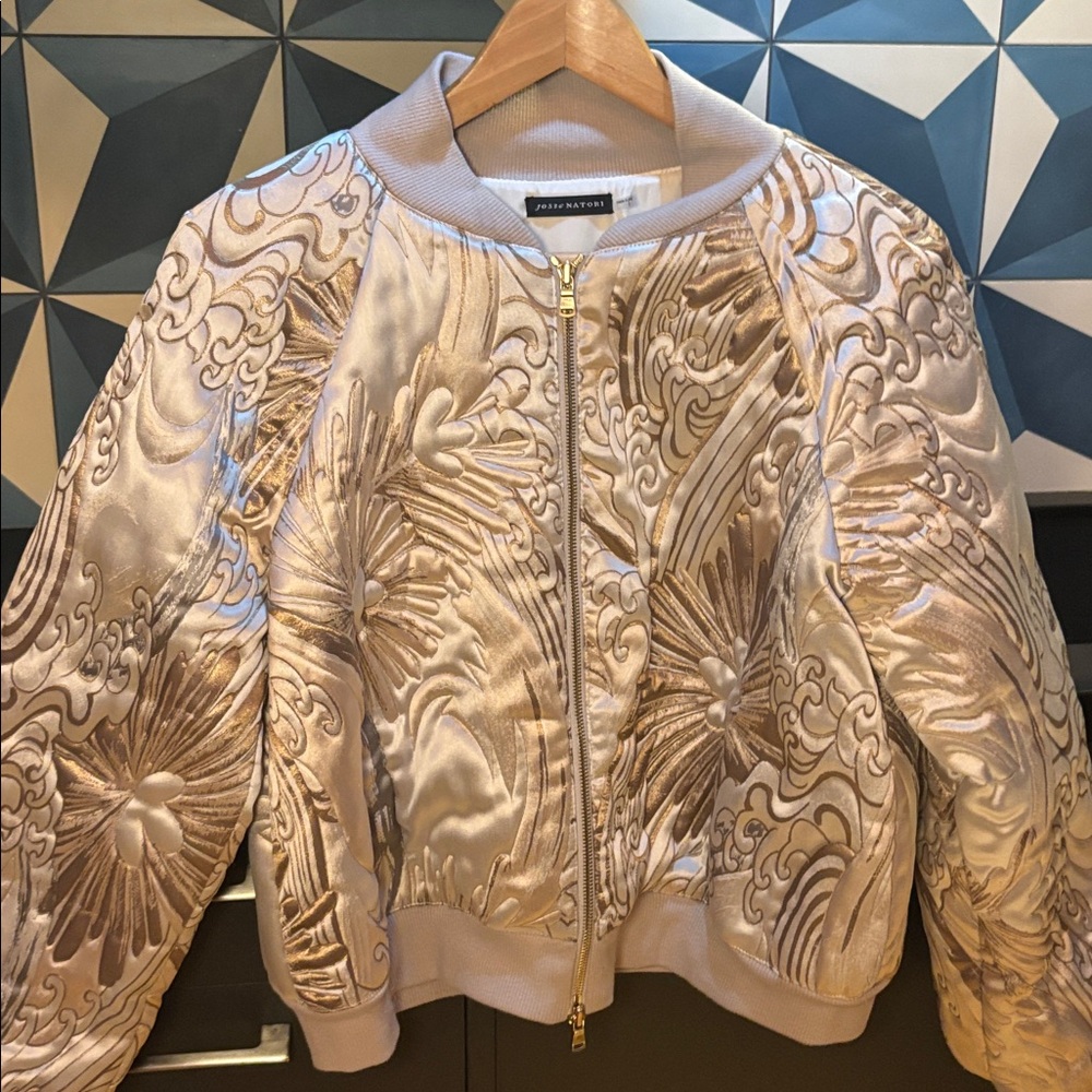 Josie Natori Metallic Embroidered Jacket